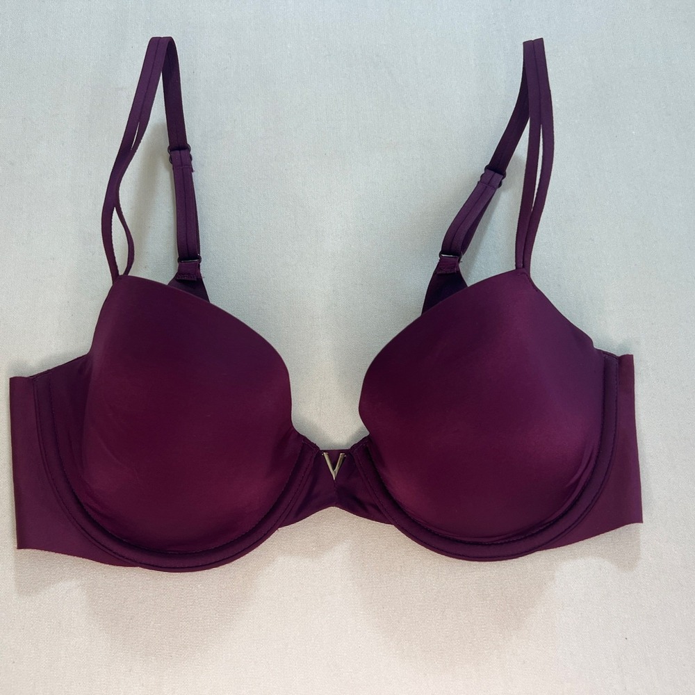 Victorias Secret Lined Demi Bra Plum Purple Gold V Hardware 32D